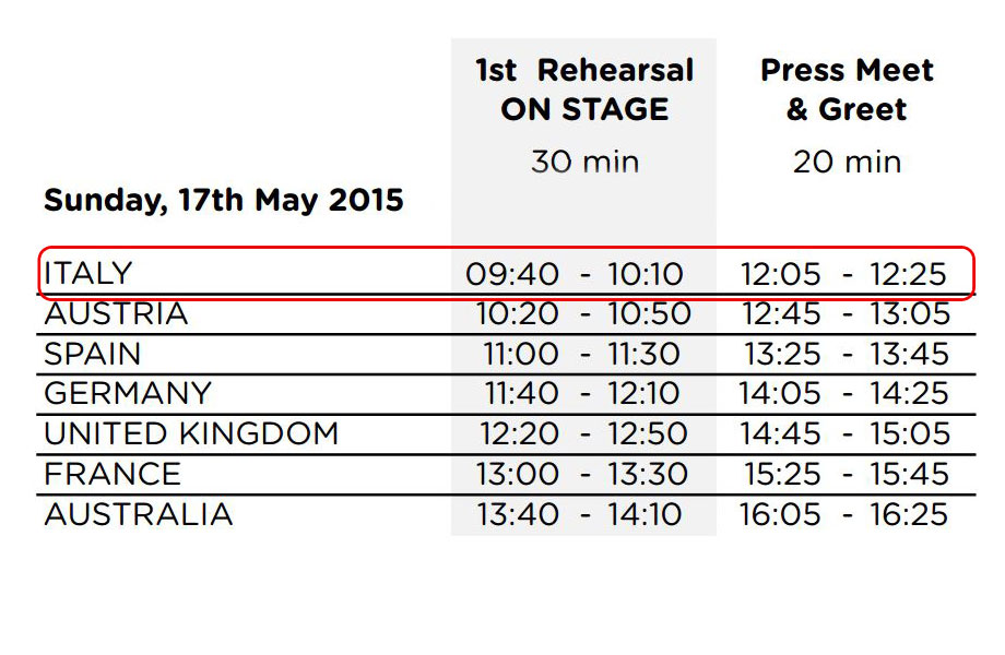Eurovision 2015 – La prima prova de Il Volo il 17 maggio alle 9.40