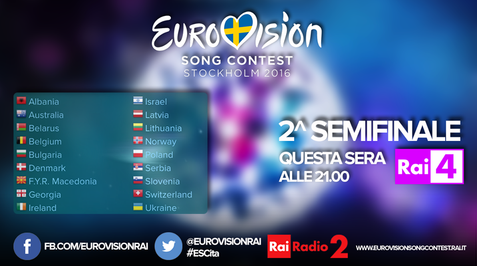 Eurovision 2016 – Stasera la Seconda Semifinale