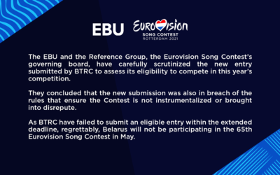 Eurovision 2021: la Bielorussia squalificata dal concorso