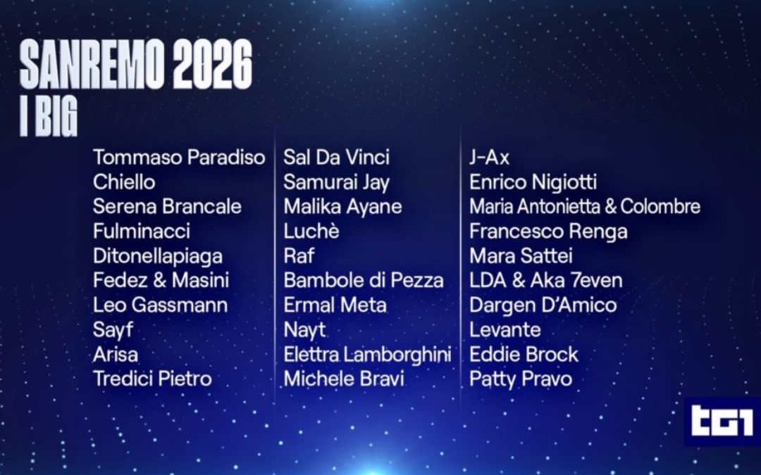 Sanremo 2026: la lista dei 30 Big in gara al Festival